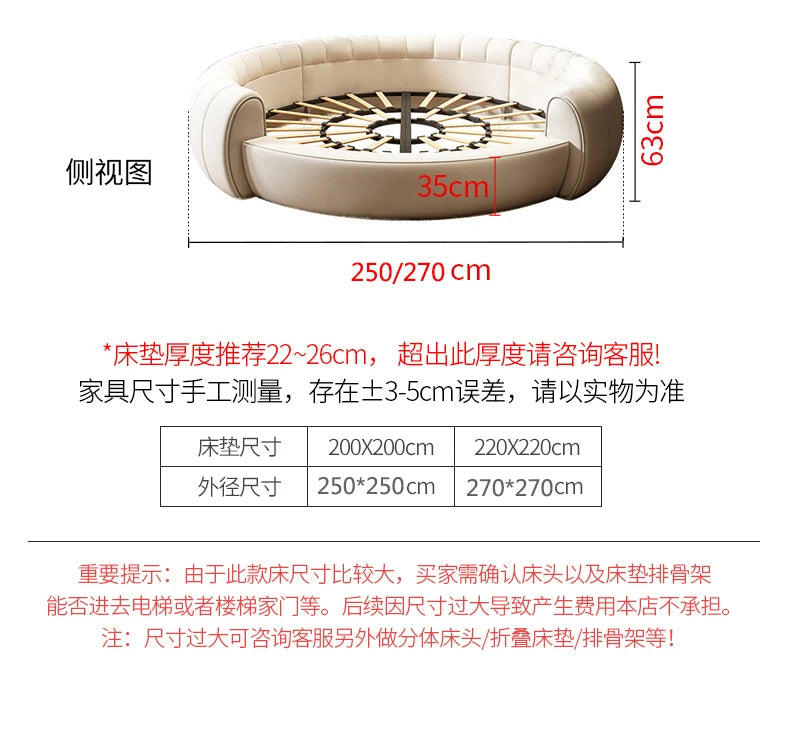 180X200cm furniture bedroom luxury king size Round bed Chest Double sex bed Base beds and frames full marriage bedrooms