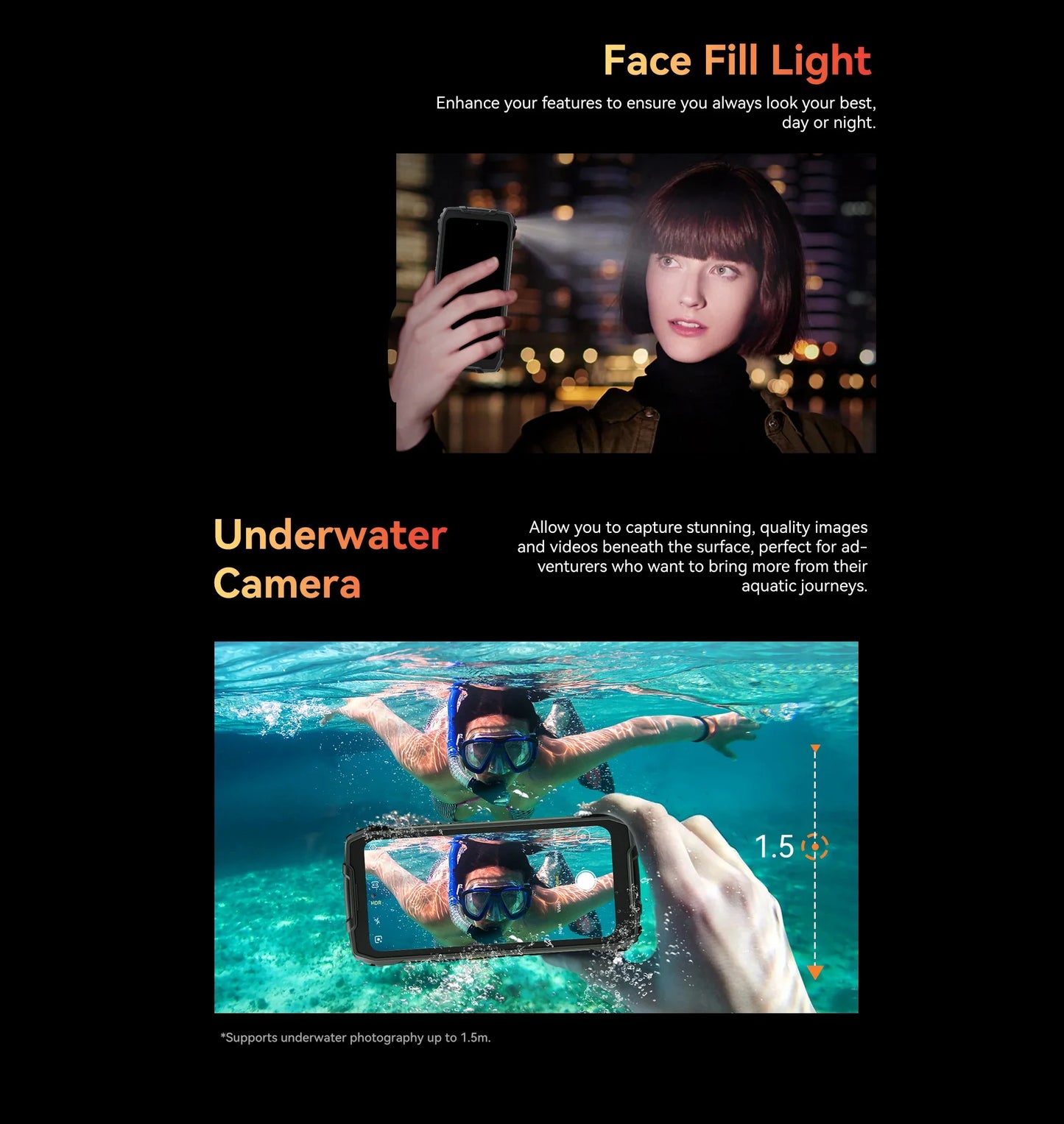 Blackview BV7300 NFC Android 14 Phone 18GB(6+12) 256GB Dual Camping Lights Rugged Smartphone Helio G81 Octa Core 15000mAh