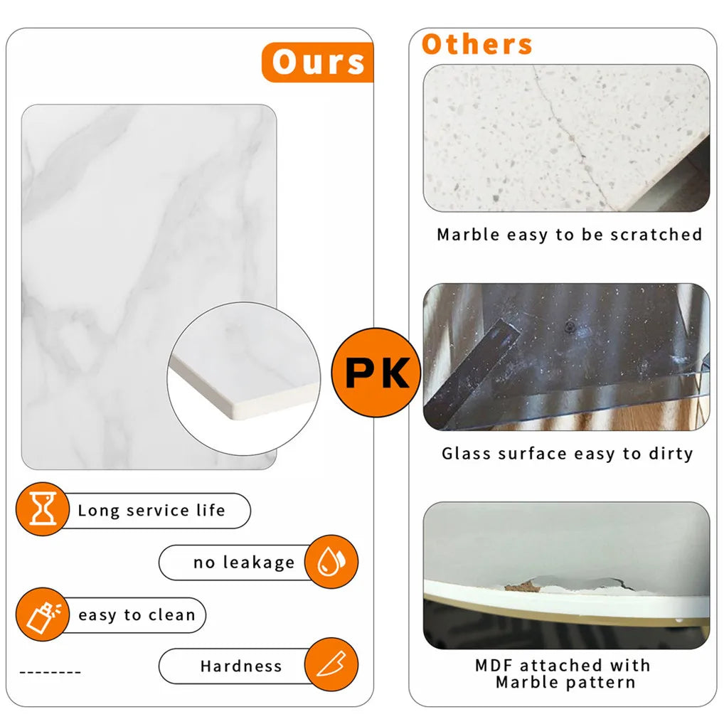 LUVODI Luxury Sofa Side Coffee Table White Square Marble End Table for Living Room Bedroom Balcony