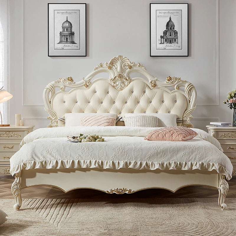 European Bedroom Massage Bed Design Frame Luxury Double Bed Princess Sleeping Platform Safe Sofa Headboards Cama Home Furniture