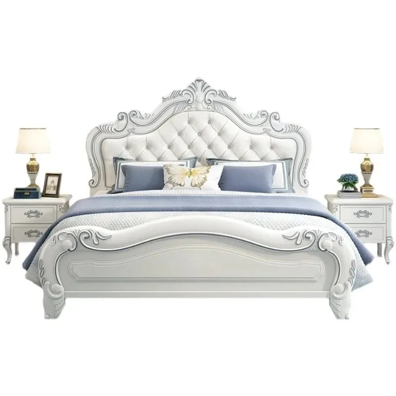 Princess Wood Frame Bed Modern Platform Designer Wooden Full Set Bed Double Headboards Luxury Camas De Dormitorio Home Furniture
