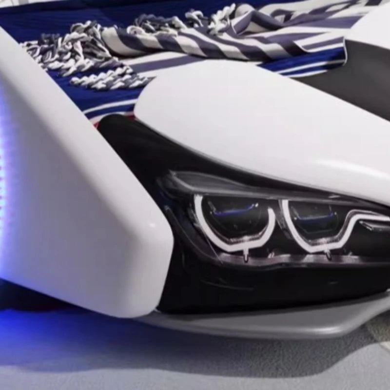 full king size Up down doors car children beds LED lights Bluetooth speakers double kids bedroom bed bed base boy furniture