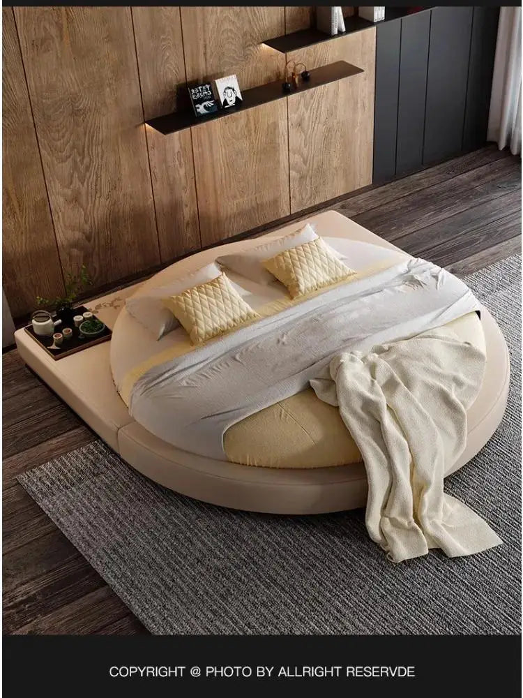Round Create Designer Bed Unique King Size Double Light Luxury Wedding Bed Fashionable High Quality Cama De Casal Beds Furniture