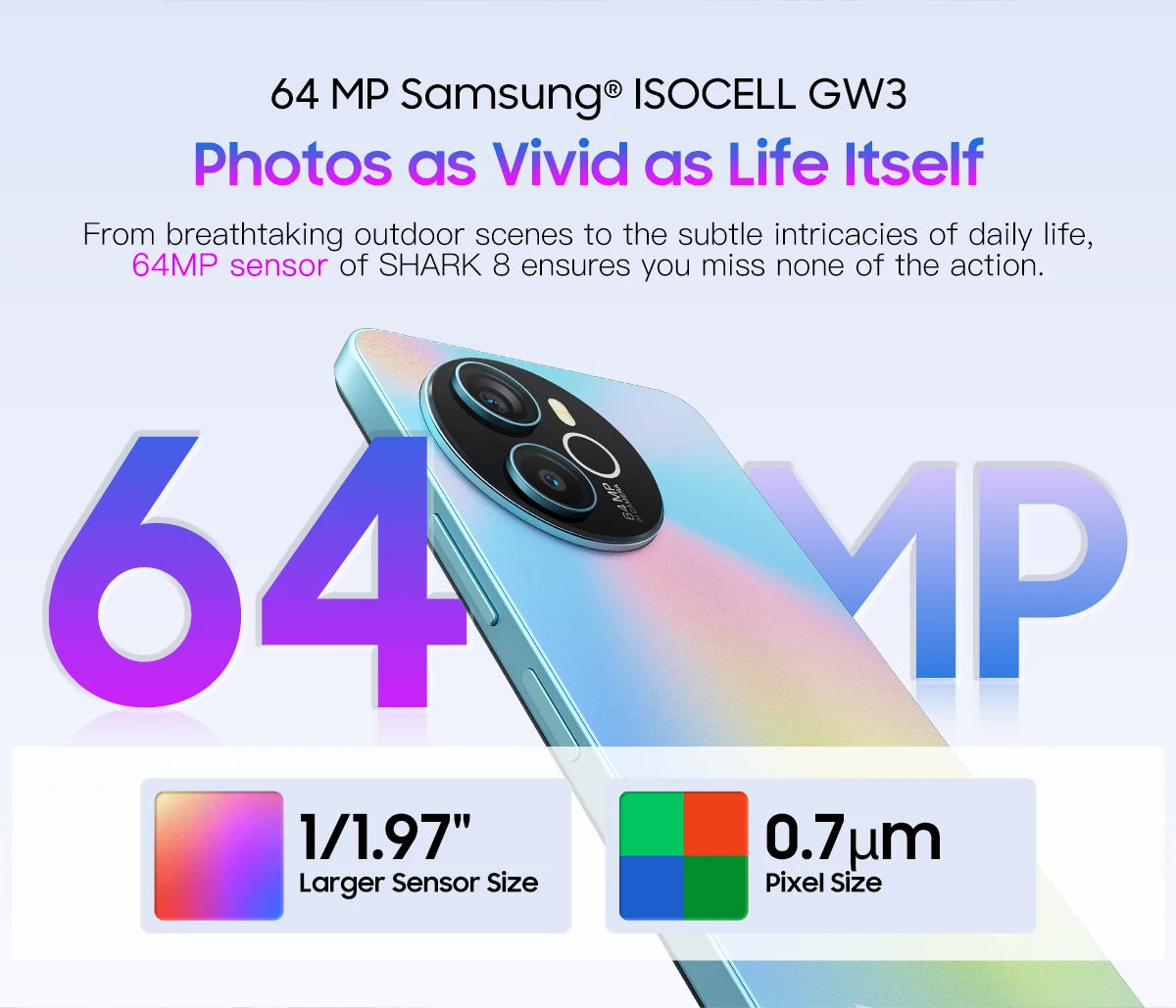 Blackview SHARK 8 Smartphone Android13 G99 Mobile Phone 6.78'' 120Hz 2.4K Display 8GB+8GB RAM, 128GB/256GB ROM 64MP Cellphone