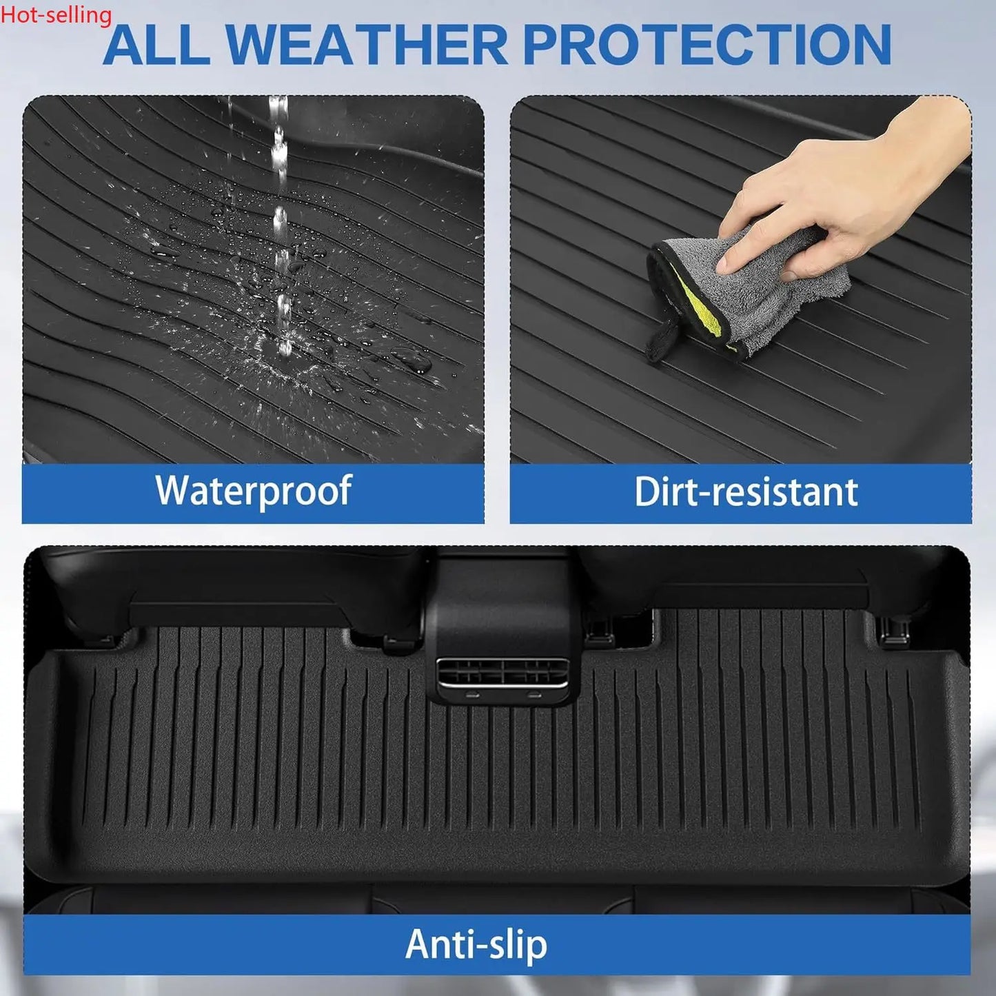 Floor Mats for Tesla Model Y Juniper 2025 2026 5-Seat, All Weather Non-Slip Front Rear Cargo Liner Second Row Seat Back Mats