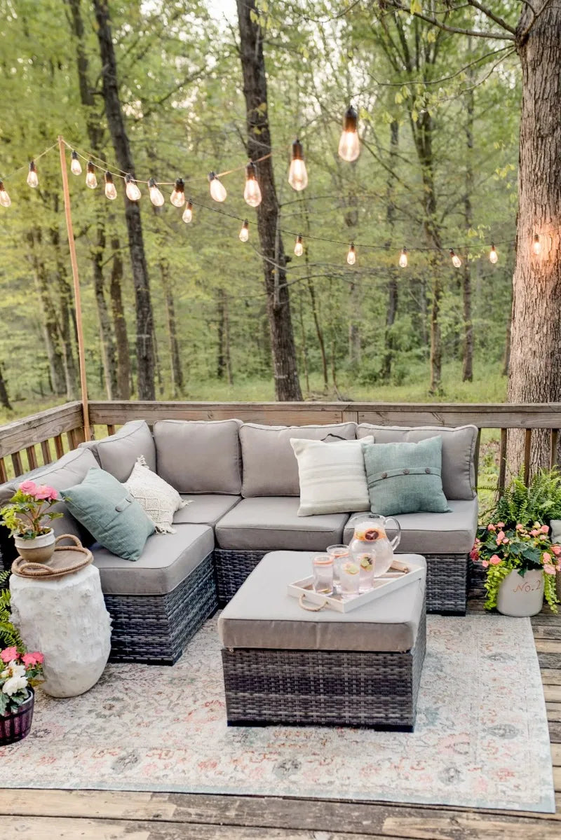 Outdoor Garden Sofa Set Furniture Waterproof Cloth Aluminum Frame Sofa Set with Seat Cushion Outdoor Furniture Sofa Combination
