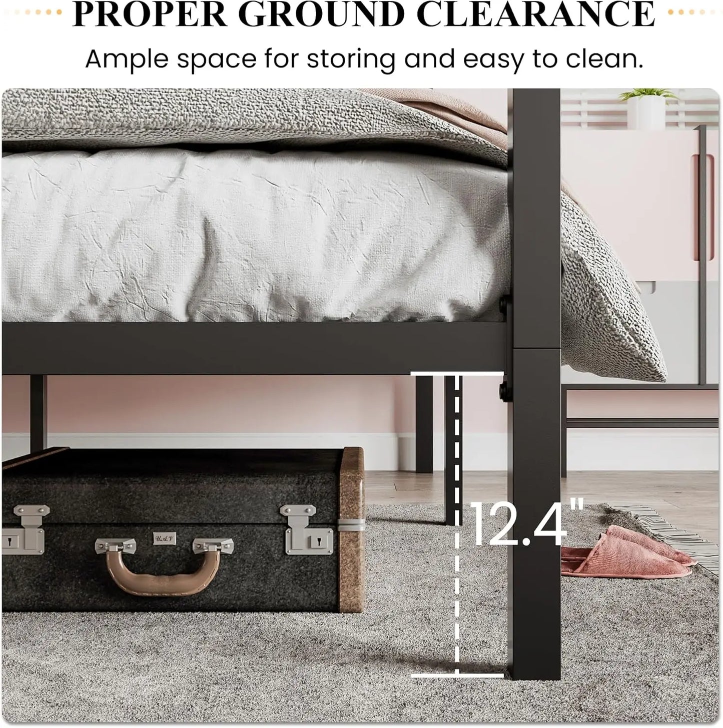 Canopy Bed Frame Full Size/Mattress Foundation with Metal Slats Support/No Box Spring Needed/Easy Assembly/Black
