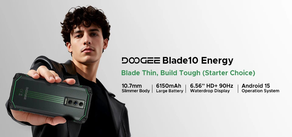 Global Version DOOGEE Blade10 Energy Rugged Phone Ultra-thin Android 15 6150mAh Battery 6.56'' Screen Widevine L1 Smartphone