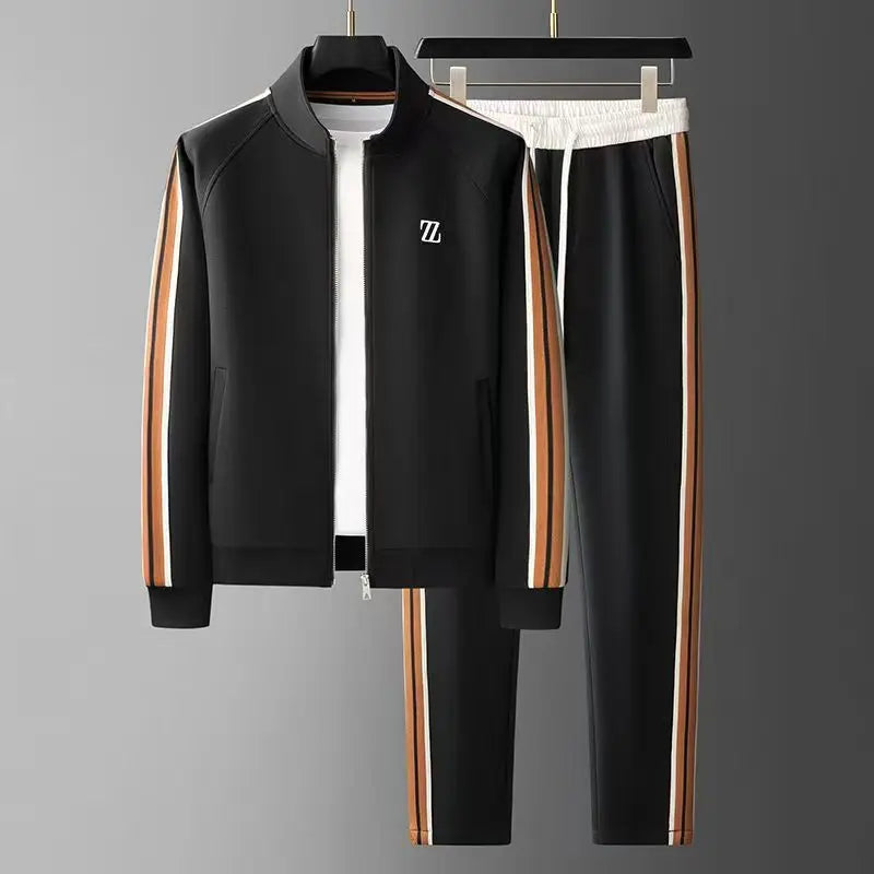 Spring Autumn Fashion Embroidered LOGO Men's Sports and Leisure Jacket Pants 2-pc Set Youth Street Party Brand Men Sets