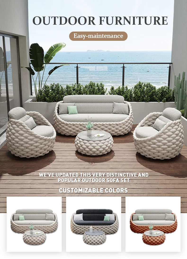 Elegant and Durable Outdoor Rattan Furniture Set with Modular Sectional Design