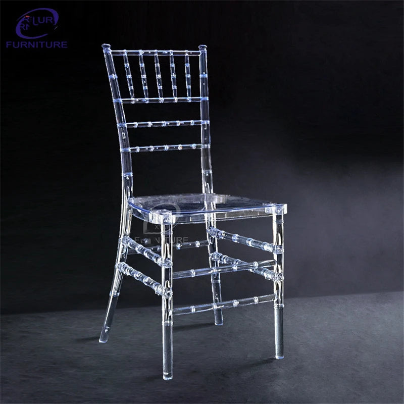 4 Pcs Hot Transparent Crystal Chiavari Detachable Clear Acrylic Resin Funiture Wedding Chair For Wedding Moment Or Hotel Party