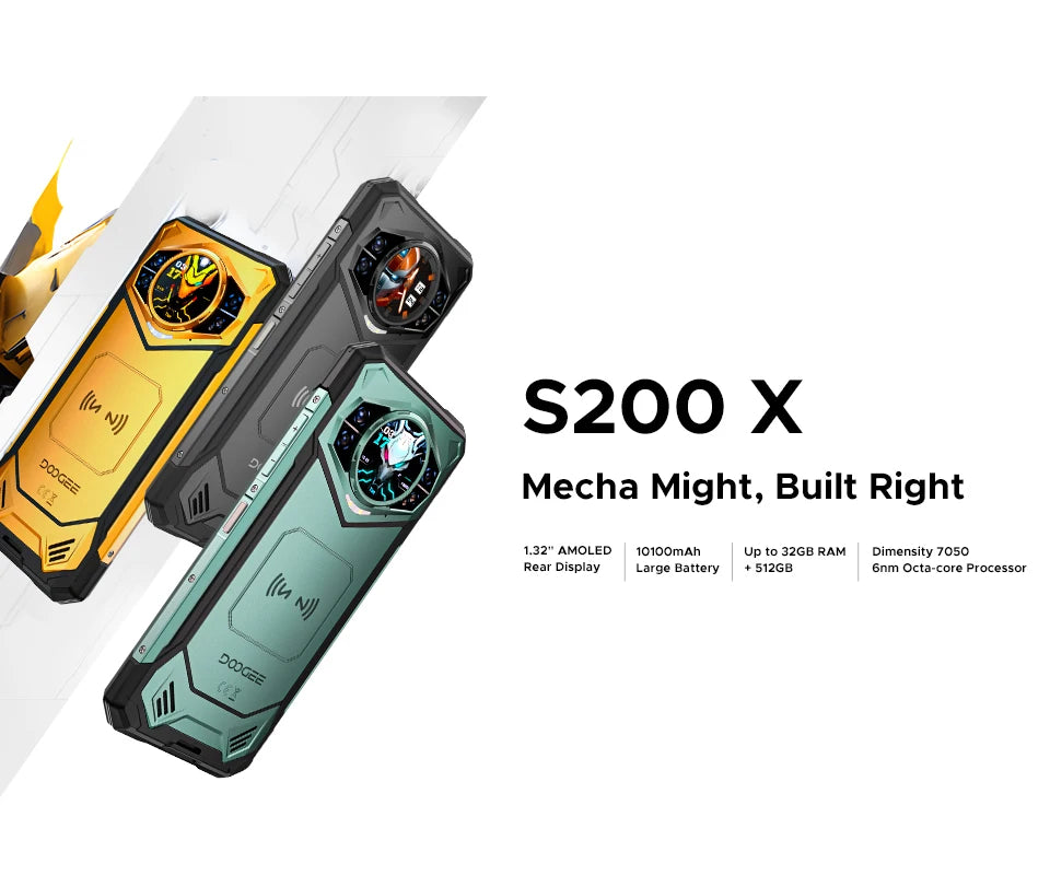 Global Version DOOGEE S200 X 5G Rugged Phone 32GB 512GB 6.72" FHD+ 120Hz Display MTK Dimensity 7050 10100mAh Large battery