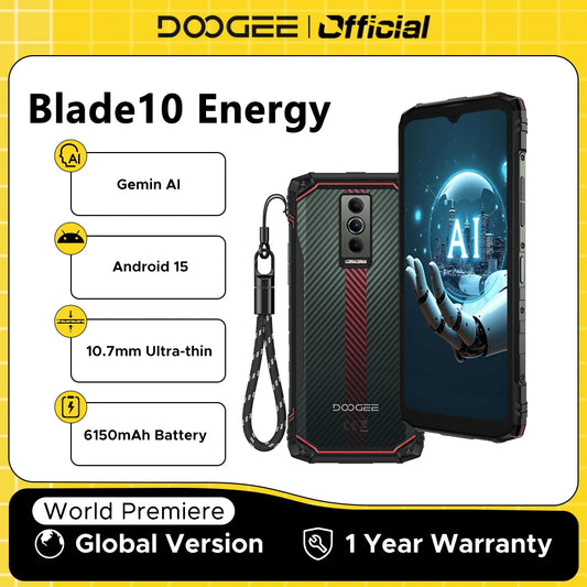 Global Version DOOGEE Blade10 Energy Rugged Phone Ultra-thin Android 15 6150mAh Battery 6.56'' Screen  Widevine L1 Smartphone