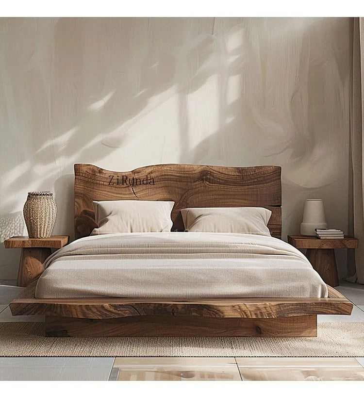 Simple tatami short bed solid wood floor bed 1.8 meters double bed