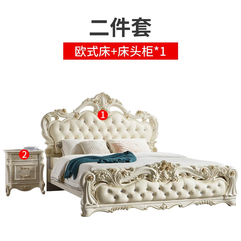 European Bedroom Massage Bed Design Frame Luxury Double Bed Princess Sleeping Platform Safe Sofa Headboards Cama Home Furniture