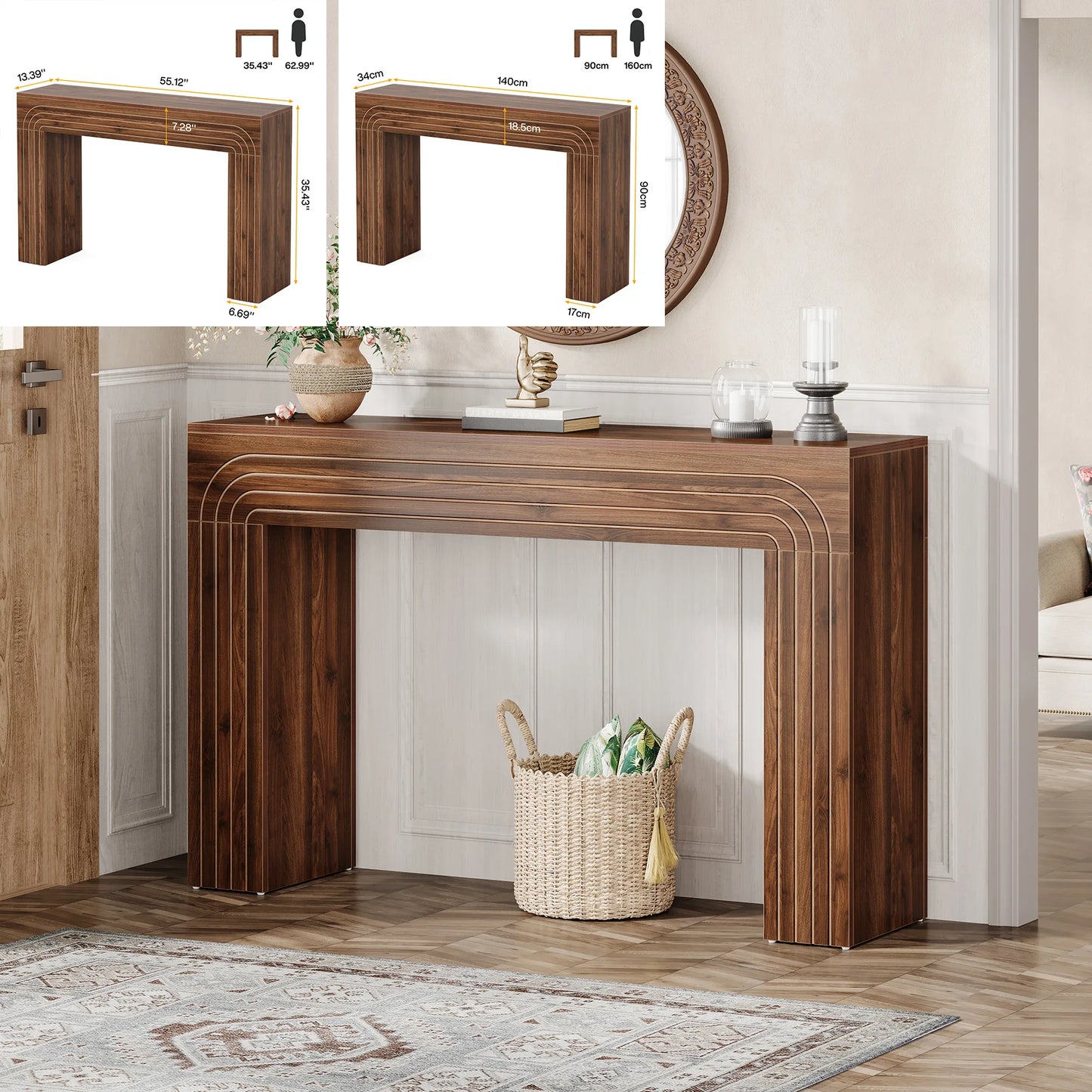 Tribesigns 63-Inch Long Console Table, Farmhouse Wooden Sofa Table Behind The Couch, Narrow Entryway Table for Entrance, Hallway