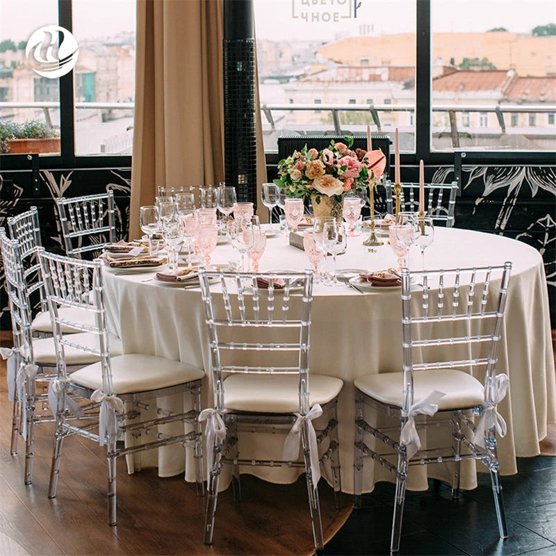 4 Pcs Hot Transparent Crystal Chiavari Detachable Clear Acrylic Resin Funiture Wedding Chair For Wedding Moment Or Hotel Party