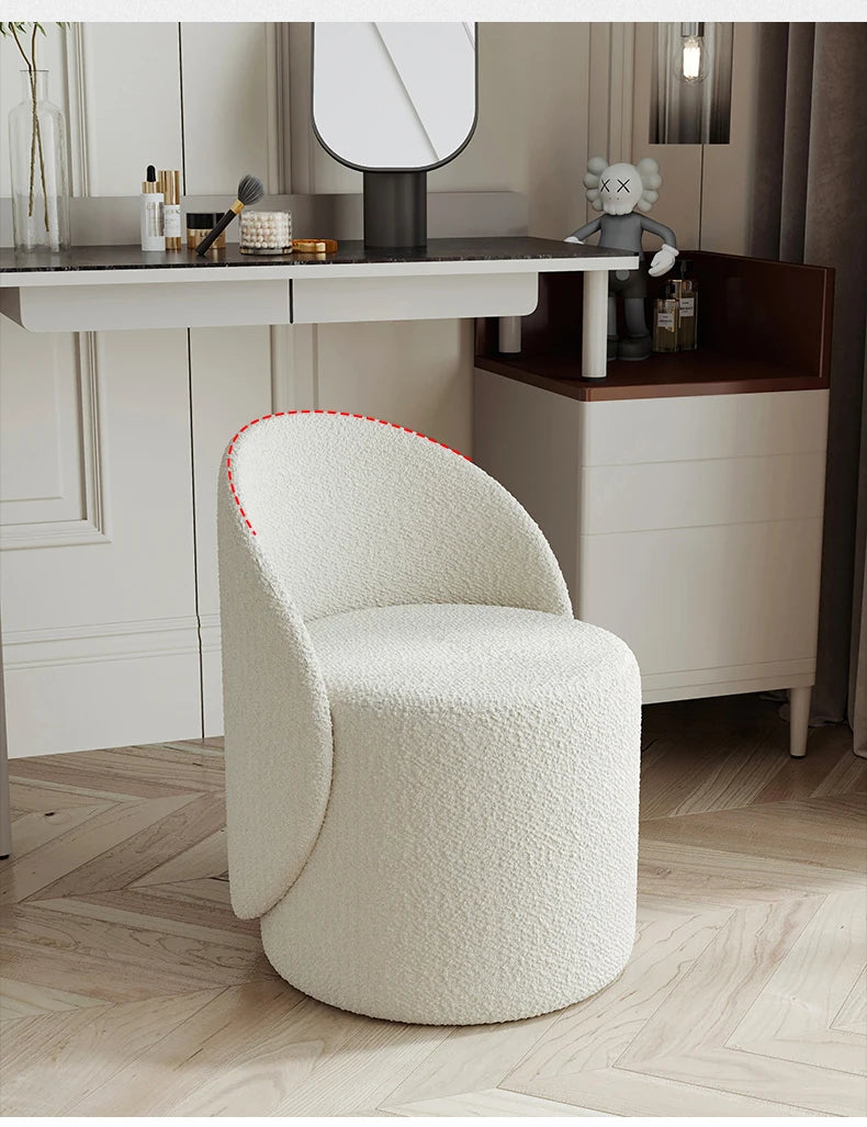 Professional Backrest Chair for Bedroom, Vanity Stool, Minimalist Makeup Seat, French Style, Home Furniture, Elegant