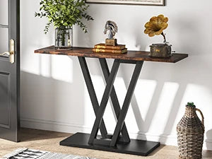 Console Table, Industrial Hallway Table for Entryway, 43 Inch Entryway Tables Narrow Sofa Table for Living Room, Rustic Brown