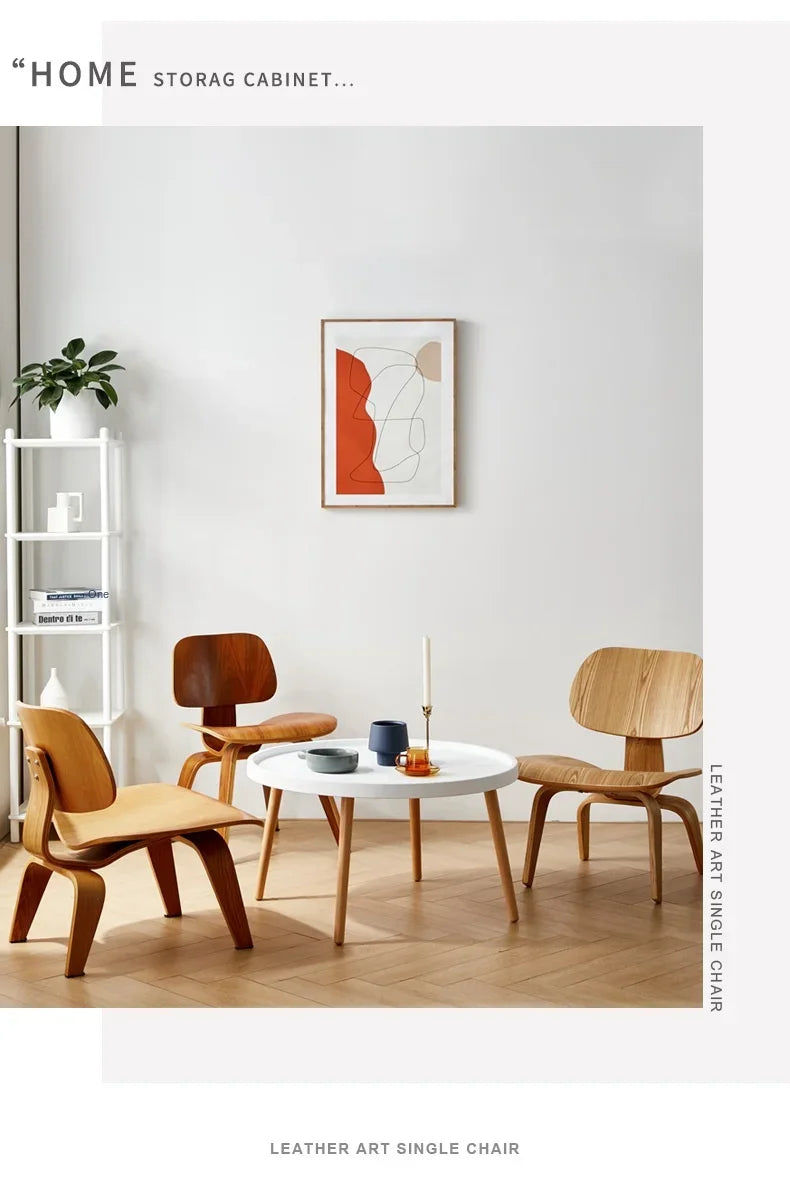 Modern Plywood Simple Leisure Chair Armchair Wood Legs Natural Living Room Japanese Chair Accent Chairs Home Furniture