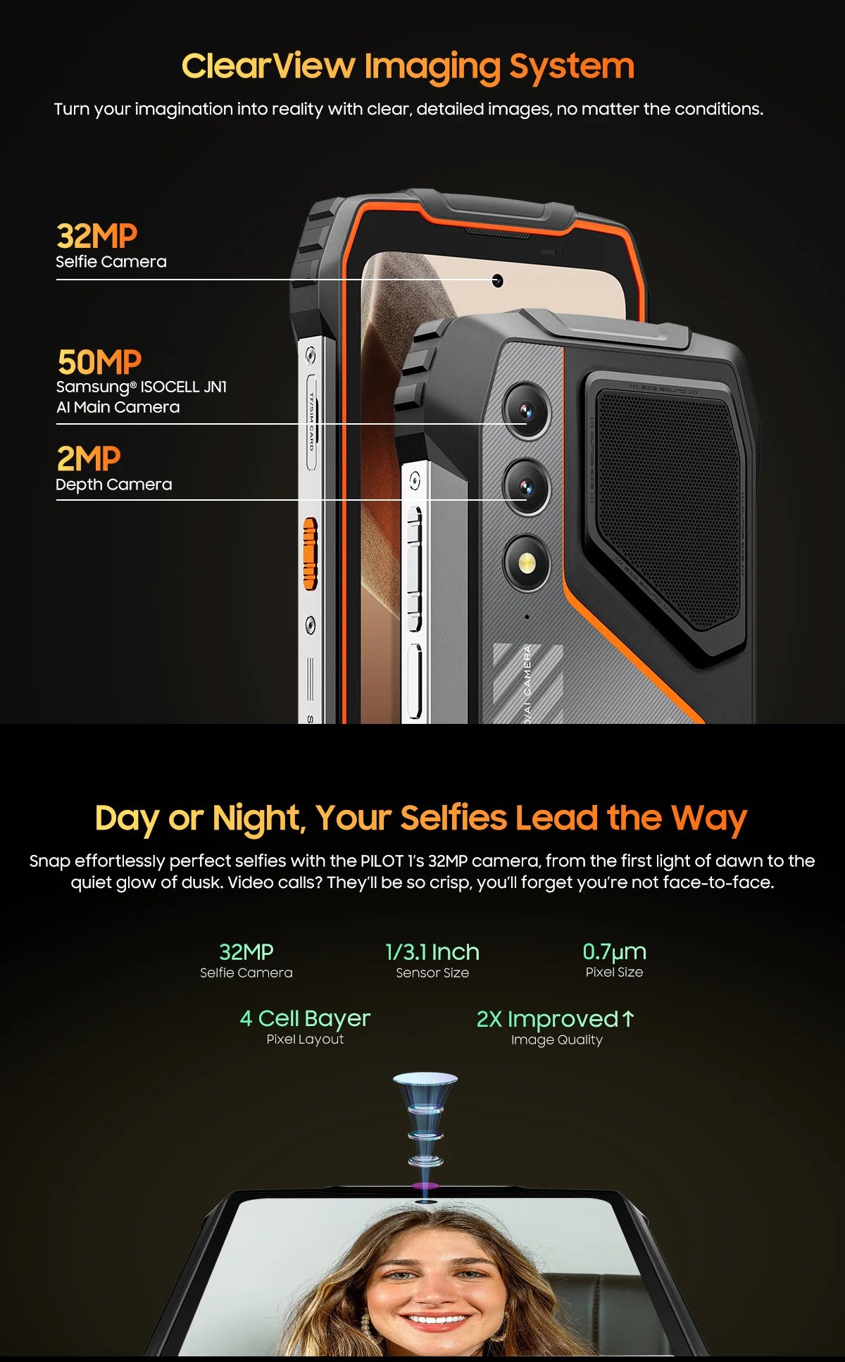 Blackview OSCAL PILOT 1 Rugged Phone, 6GB 256GB Smartphone Helio G81, 6.67'' Display Mobile Phone With 15000mAh, NFC Cellphones