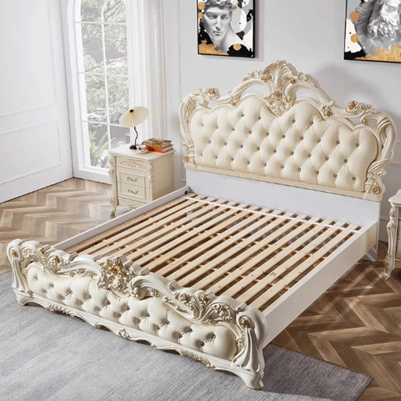 European Bedroom Massage Bed Design Frame Luxury Double Bed Princess Sleeping Platform Safe Sofa Headboards Cama Home Furniture
