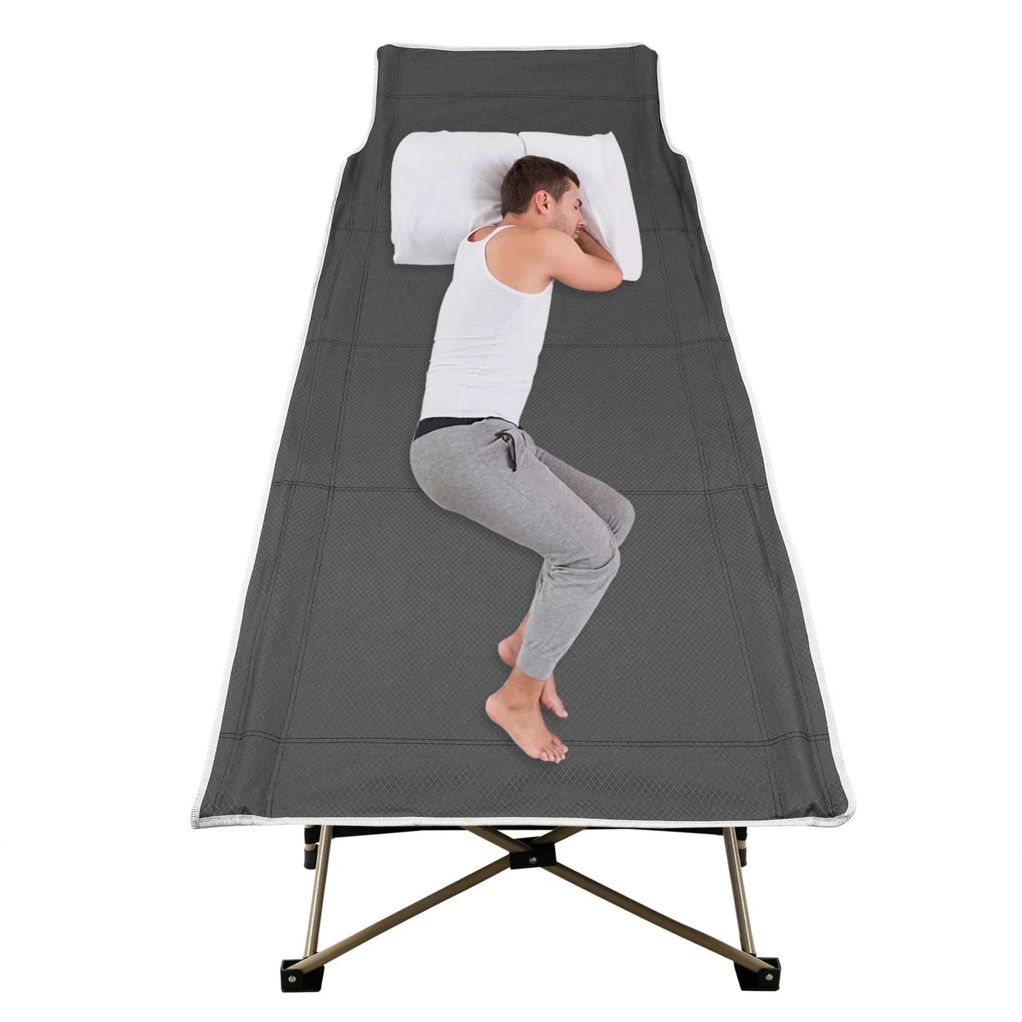 Camping Cots, High-Strength Carbon Steel, 1200D Oxford Cloth, Elevated 15" Bed (7528in), Comfortable and Breathable, Easy