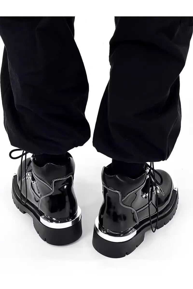 BKQU Punk Derby Boots Men 2024 Fall Bar Fashion Show Handsome Thick Sole Increase Big Head Work Biker Boots Men Punk