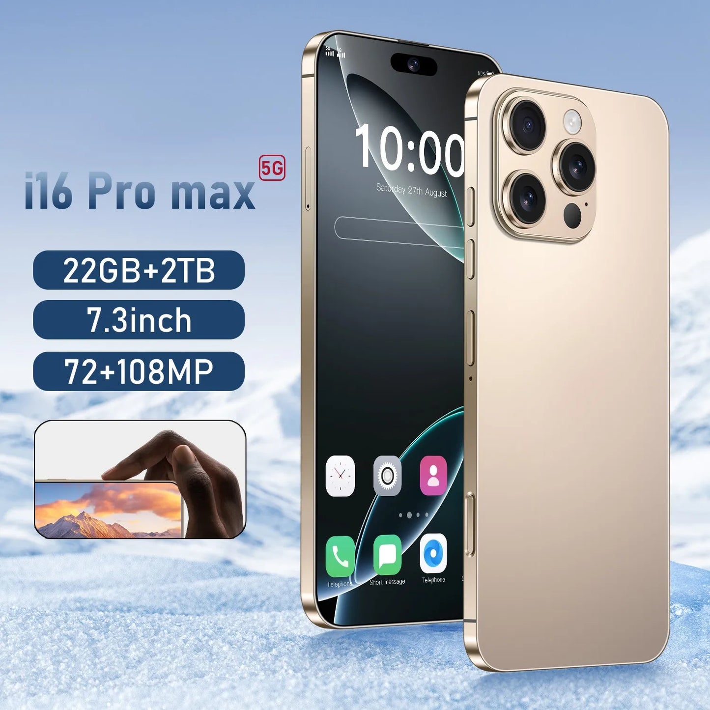 New i16 Pro Max original intelligent 5G dual card dual standby Android 14 system global version phones 8000mAh battery
