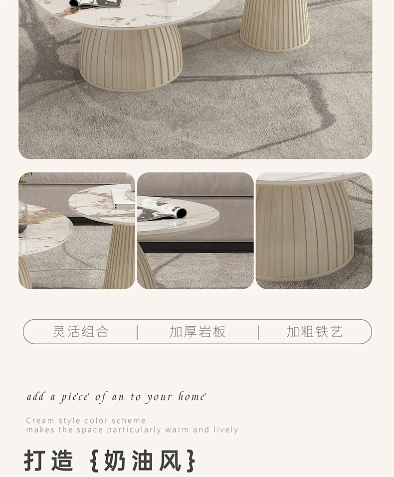 Cream Wind Rock Plate Coffee Table Living Room Small Simple Tea Table Center Modern Hallway Mesa Centro Salon Furniture Home