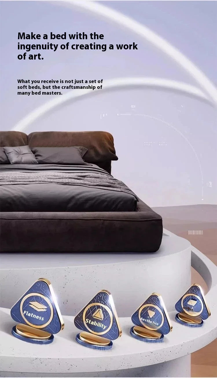 1.8 Meters 1.5 Meters Cloth Bed Cream Wind Simple Modern Double Master Bedroom Queen Bed Frames Black Coffee Color Soft Bed