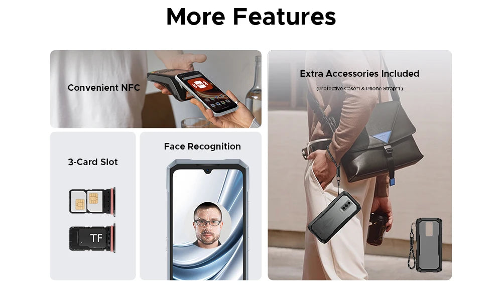 Global Version DOOGEE Blade10 Pro Energy Rugged Phone Gemini AI Android 15 Ultra-thin 6.56'' Screen 6150mAh Battery Smartphone
