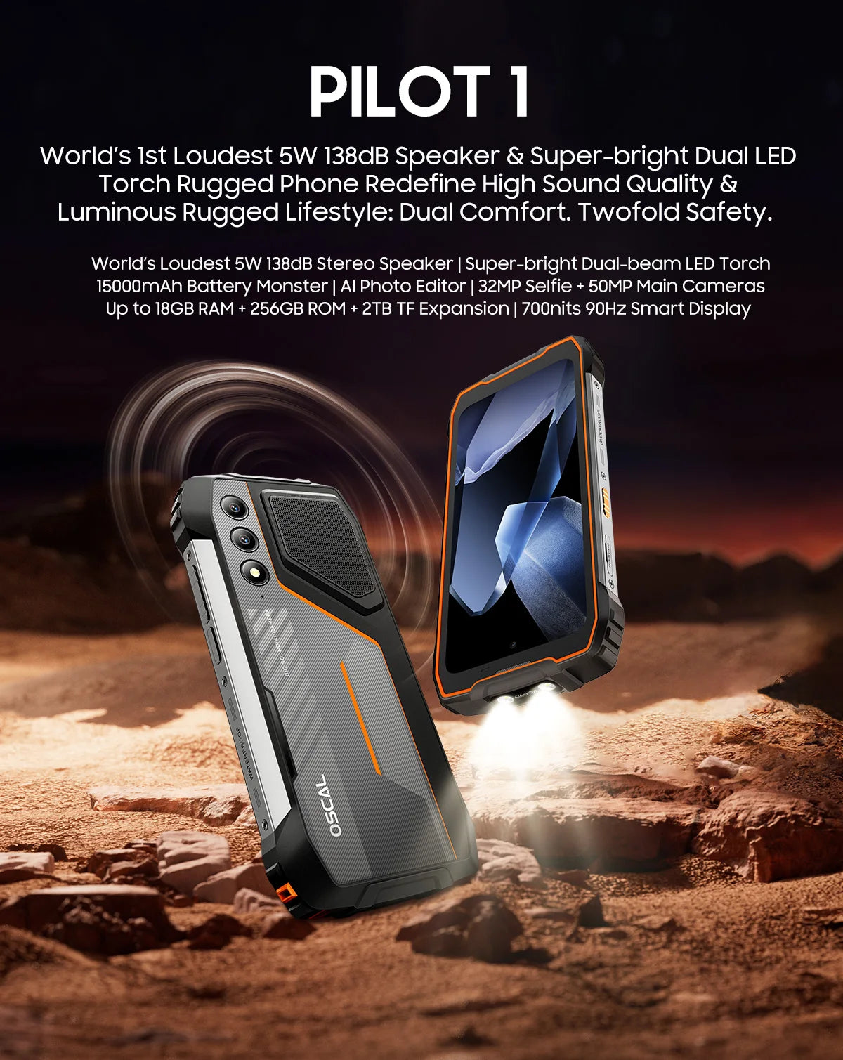 Blackview OSCAL PILOT 1 Rugged Phone, 6GB 256GB Smartphone Helio G81, 6.67'' Display Mobile Phone With 15000mAh, NFC Cellphones