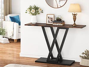 Console Table, Industrial Hallway Table for Entryway, 43 Inch Entryway Tables Narrow Sofa Table for Living Room, Rustic Brown