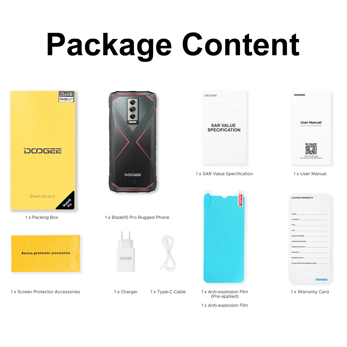 DOOGEE Blade 10 Pro Smartphone 16GB(6+10) 256GB 50MP Camera 6.56'' Display Cellphone 5150mAh NFC Android 14 Mobile Phone