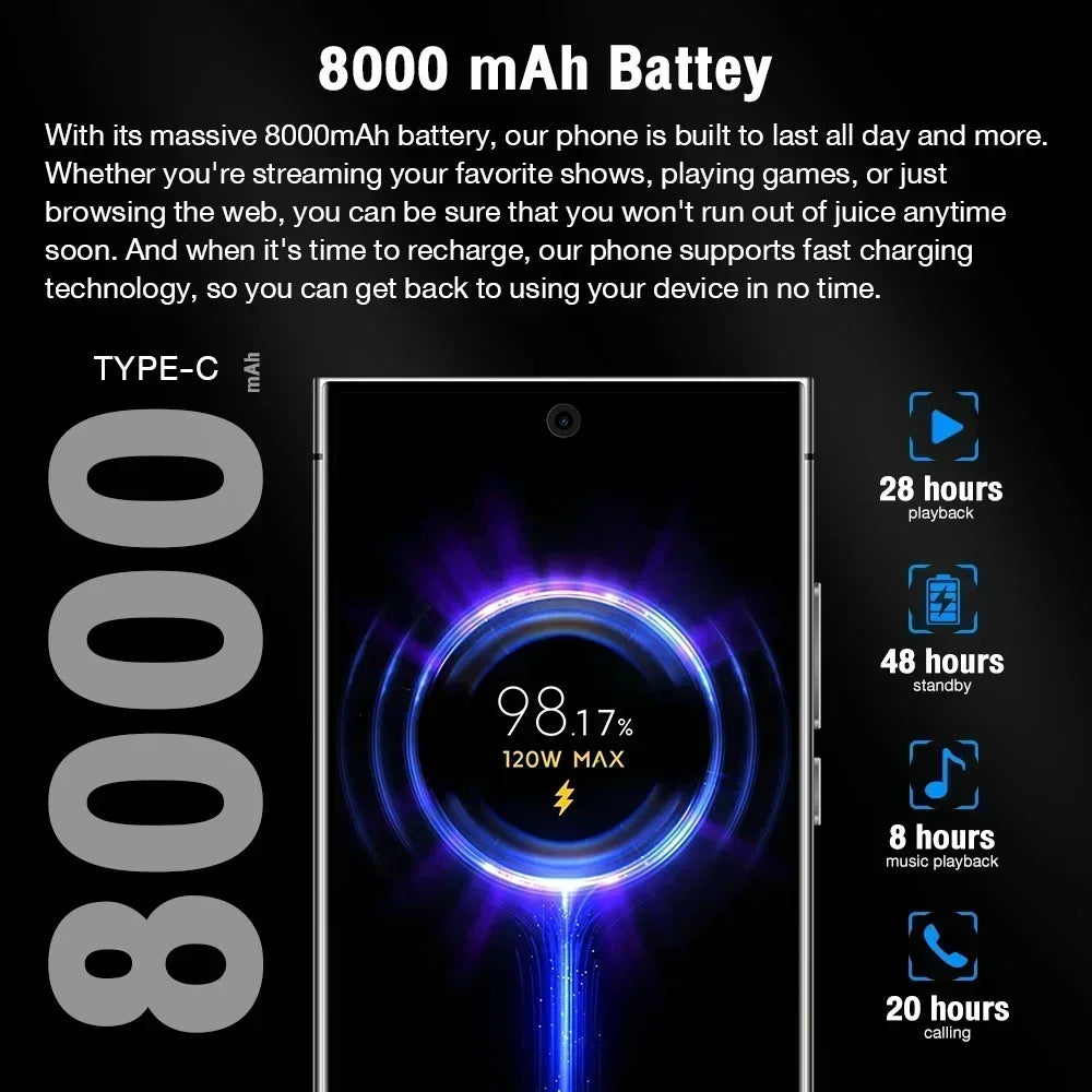 HOT 2025 new S25 Ultra original intelligent 5G dual card dual standby Android 14 system global version 108MP 8000mAh battery