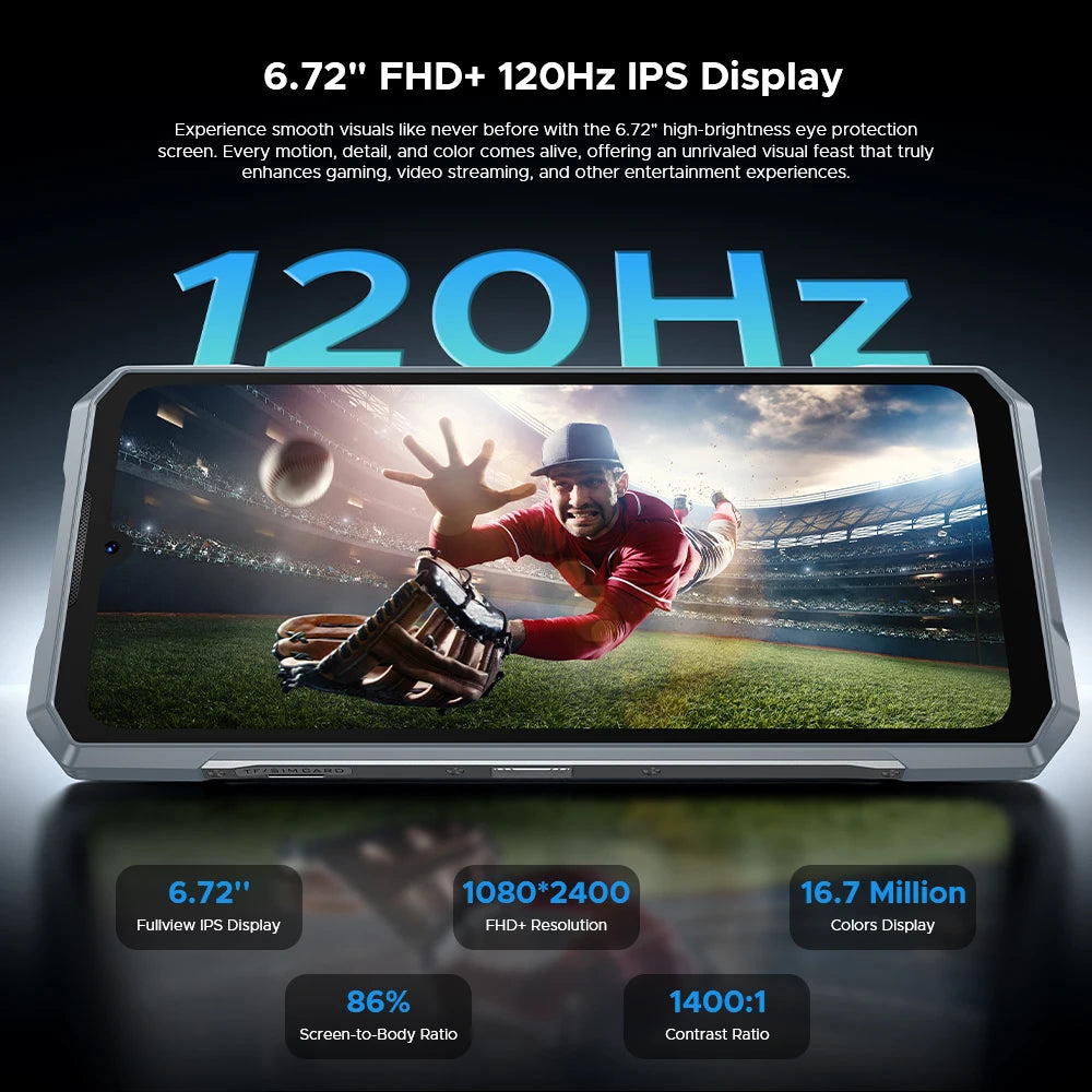 Global Version DOOGEE Blade GT Play Rugged Phone 20(8+12)GB 256GB 6.72” FHD+ 120Hz LED Light Effect Dimensity 7025 50MP Camera