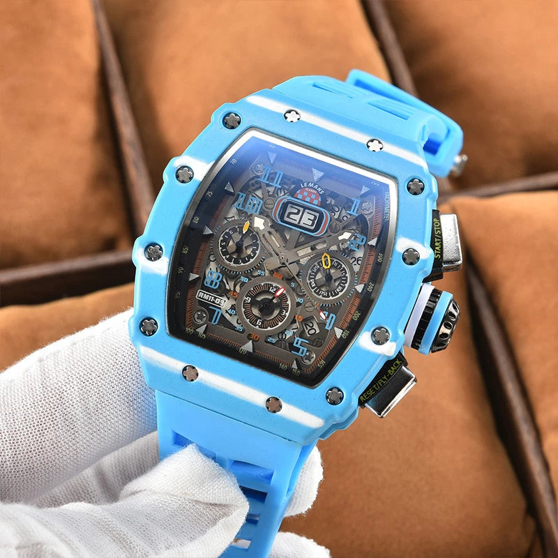 New generation sports hollow design business watch modern sports machinery wind quartz small three-disc craft watch