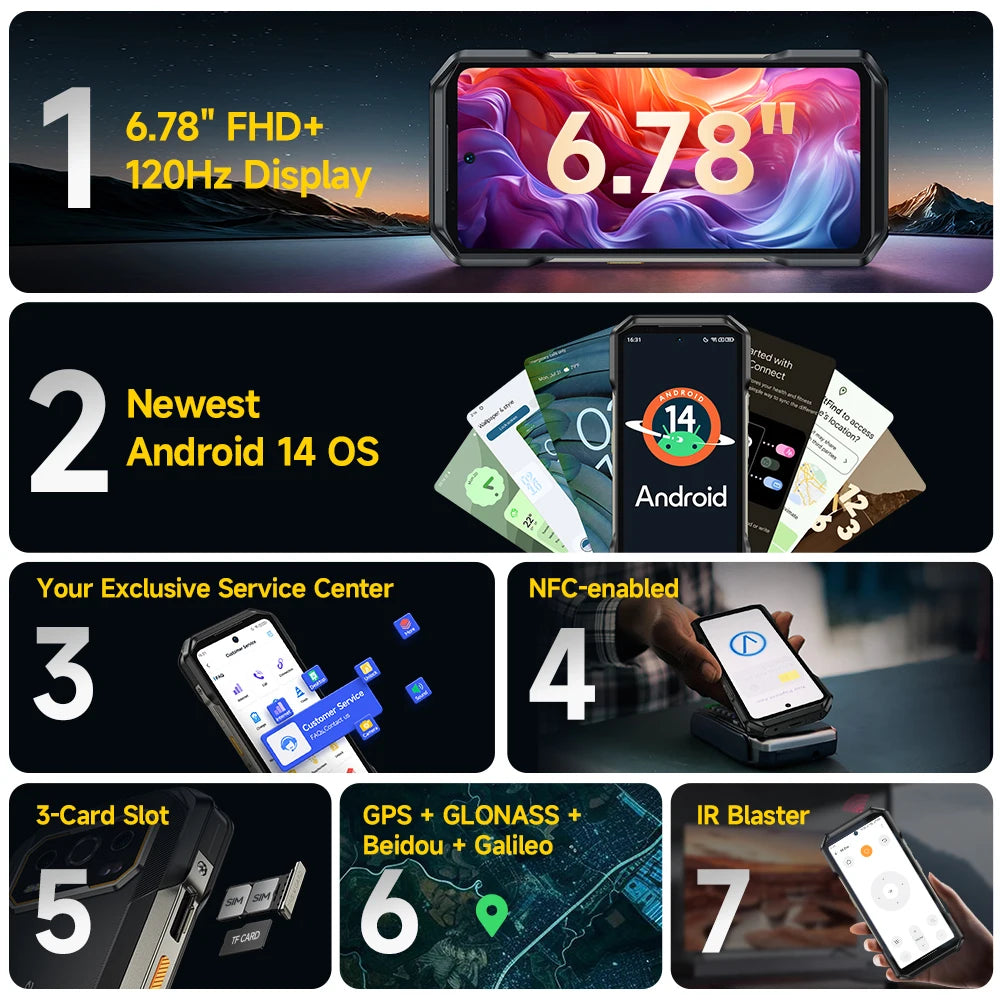 Ulefone Armor 27T 4G THERMAL BY FLIR® Rugged Phone 10600mAh Up to 24GB+256GB 6.78"FHD 120Hz Night Vision Android 14 Smartphone