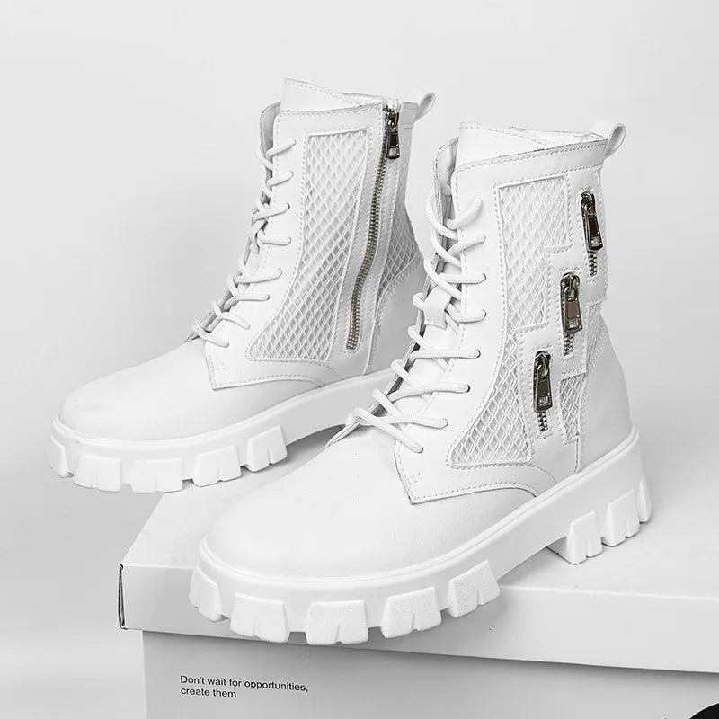 Men's High Top Trendy Outdoor Boots Casual Sports Shoes Thick Sole Comfortable Trendy Versatile Breathable Fashion Plus Size