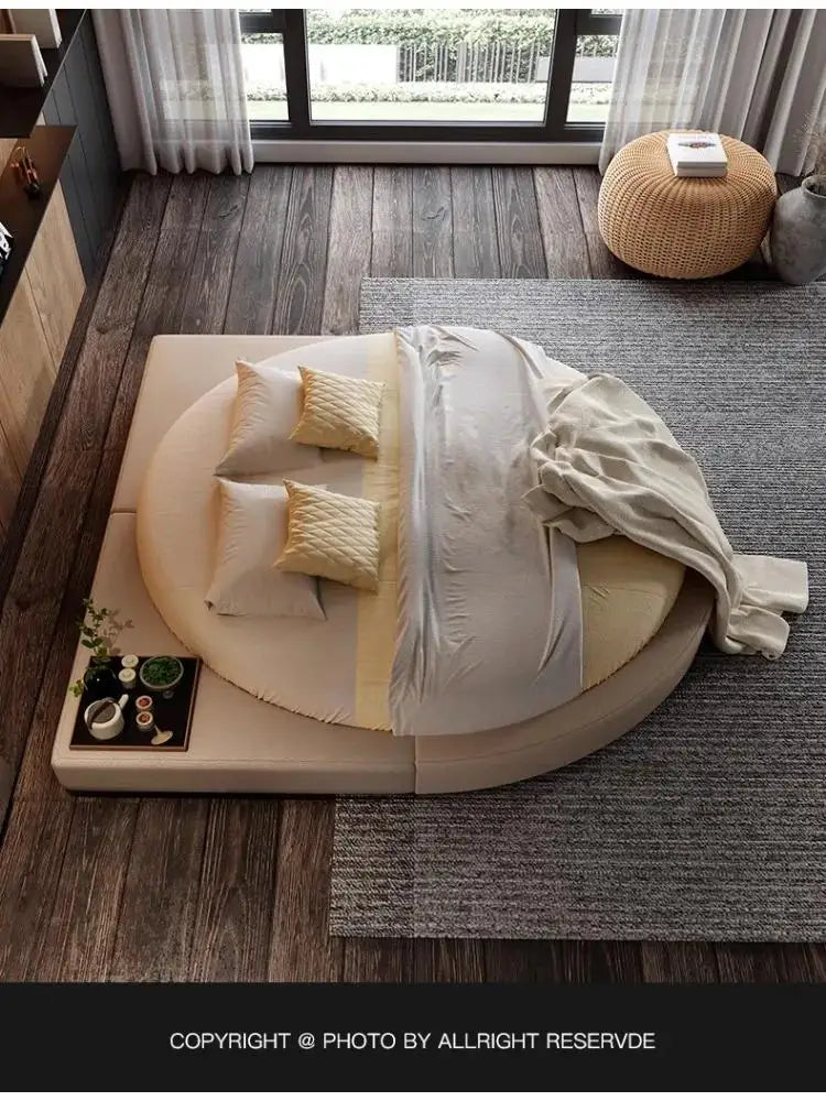 Round Create Designer Bed Unique King Size Double Light Luxury Wedding Bed Fashionable High Quality Cama De Casal Beds Furniture