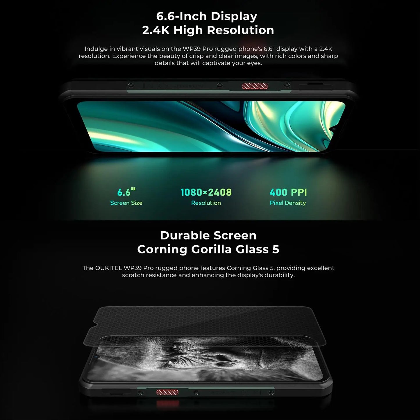 Oukitel WP39 Pro 5G Rugged Phone 12GB+512GB 6.6" 2.4K Screen Android 14 MediaTek Dimensity 6300+ 11000mAh Battery NFC Smartphone