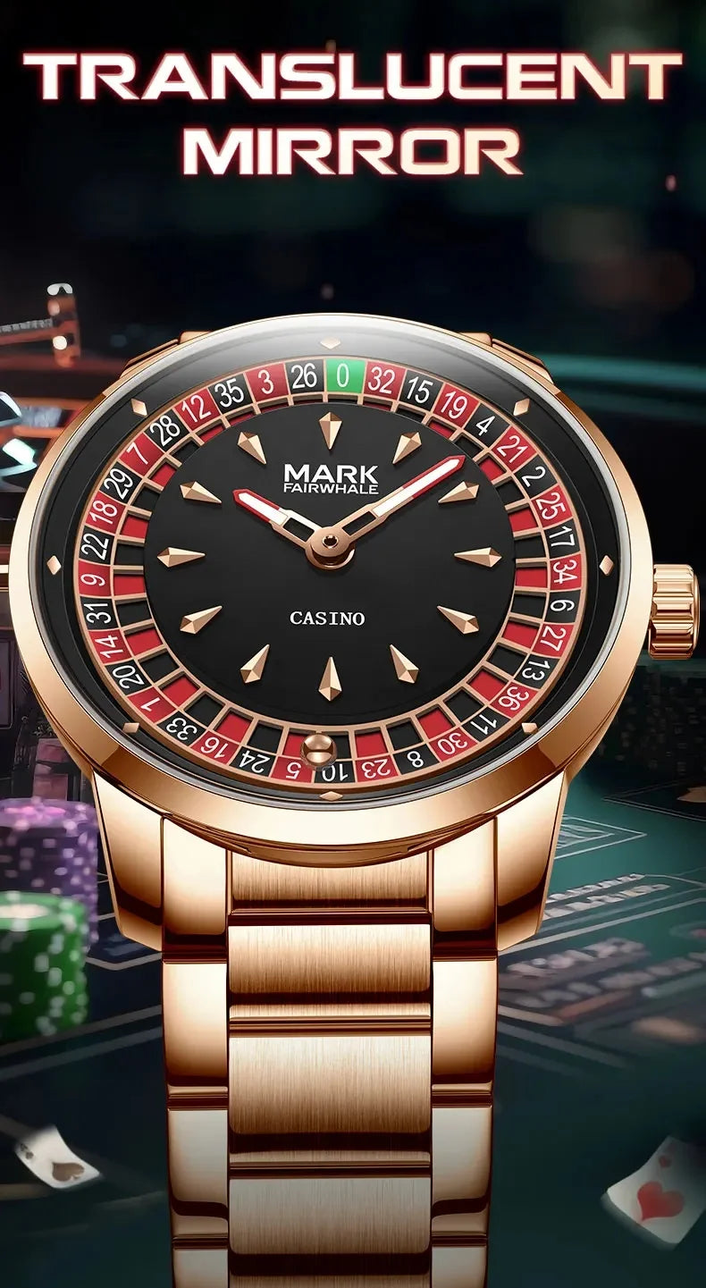 Mark Fairwhale 2025 New Top Brand Men Quartz Watch Arabic numerals Rotating Dial Roulette Automatic Watch Diamond Luminous Hand
