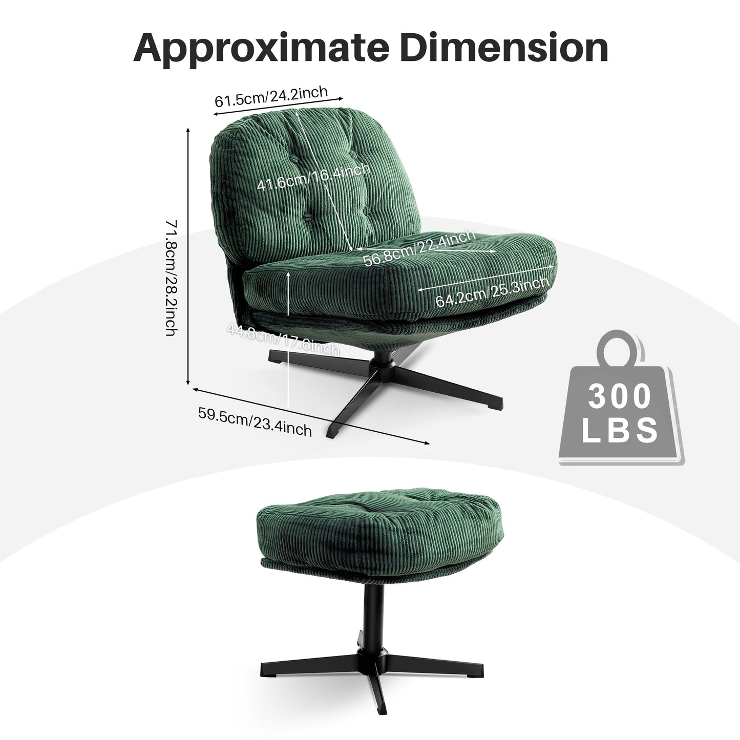 Redlife Modern Foldable Accent Chair 360° Swivel Tufted Lazy Chair Upholstered Lounge Chair w/ Thickened Cushion for Living Room