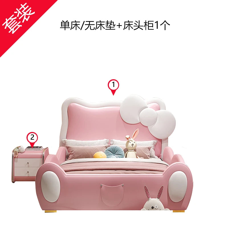 150X200cm Modern Childrens cartoon girl princ ess bed pink queen size bed frame full double bed complete bedroom furniture