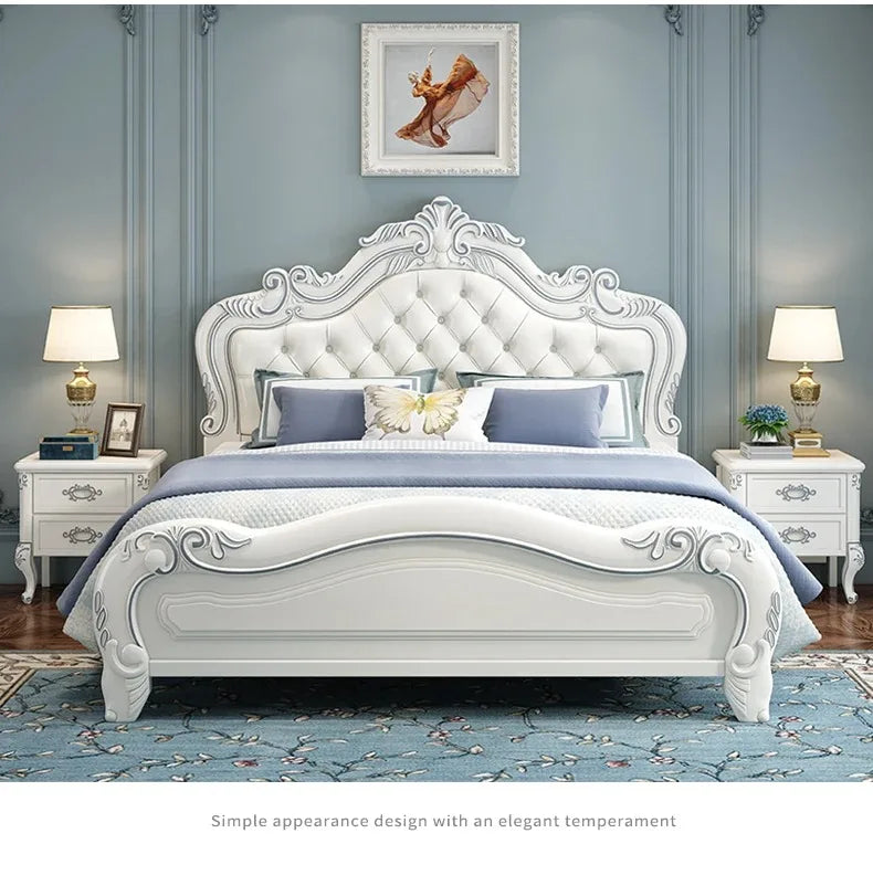 Princess Wood Frame Bed Modern Platform Designer Wooden Full Set Bed Double Headboards Luxury Camas De Dormitorio Home Furniture