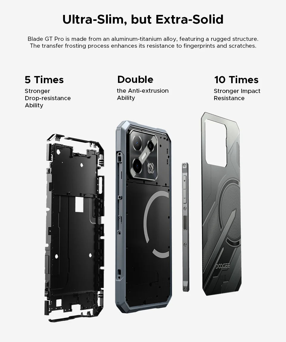 Global Version DOOGEE Blade GT Play Rugged Phone 20(8+12)GB 256GB 6.72” FHD+ 120Hz LED Light Effect Dimensity 7025 50MP Camera