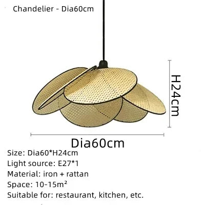 Japanese Wabi Sabi Art LED Pendant Lights Nordic Luxury Bamboo Rattan Lamp for Living Dining Bed Room Home Decoration Chandelier