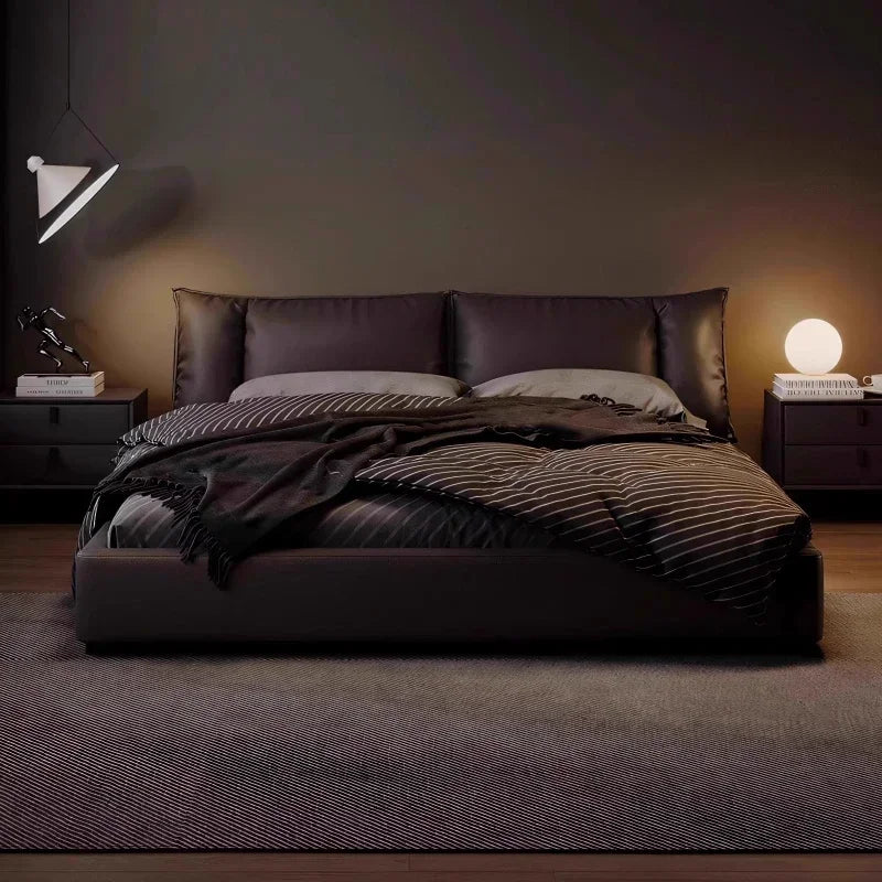 180X200cm Double Luxury King Size Bed with Office Headboards Racks and Frame Bedroom Sets Full Set Furniture Bed with Storage