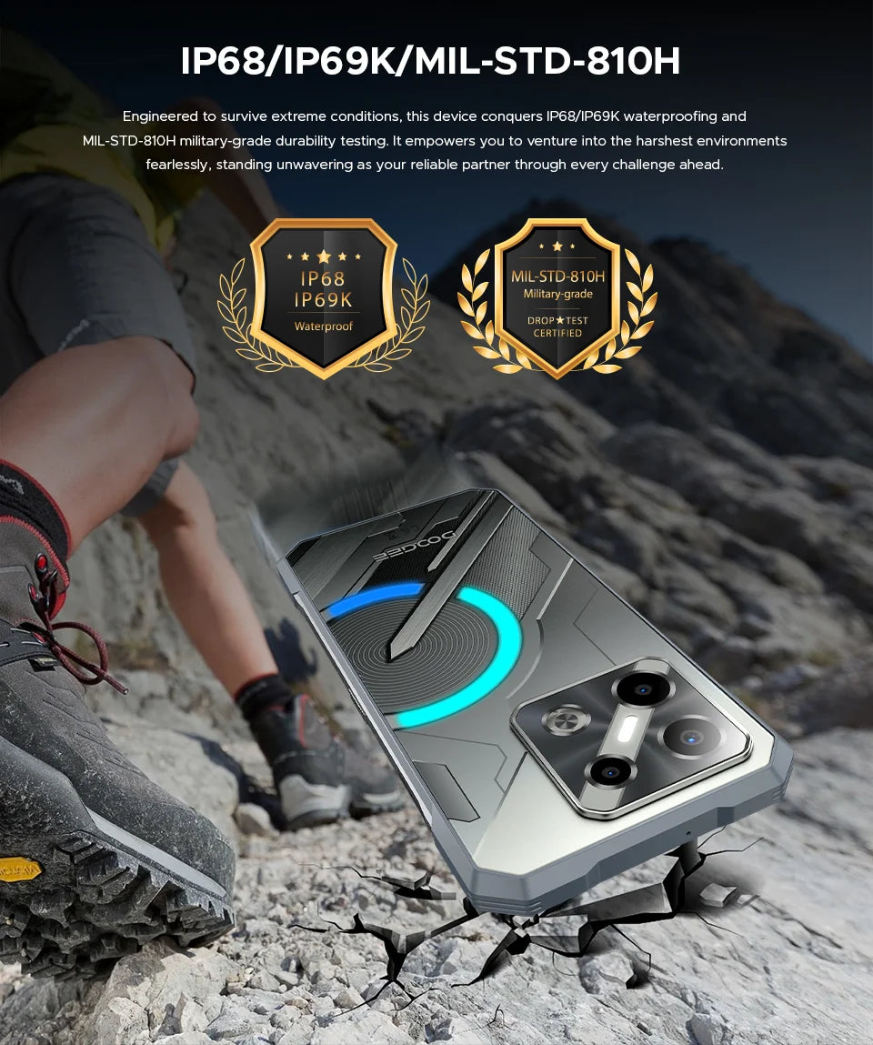 Global Version DOOGEE Blade GT Play Rugged Phone 20(8+12)GB 256GB 6.72” FHD+ 120Hz LED Light Effect Dimensity 7025 50MP Camera